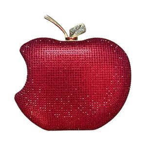 Women’s Rhinestone Red & Gold Apple Clutch Shoulder Bag Wedding Prom Costume